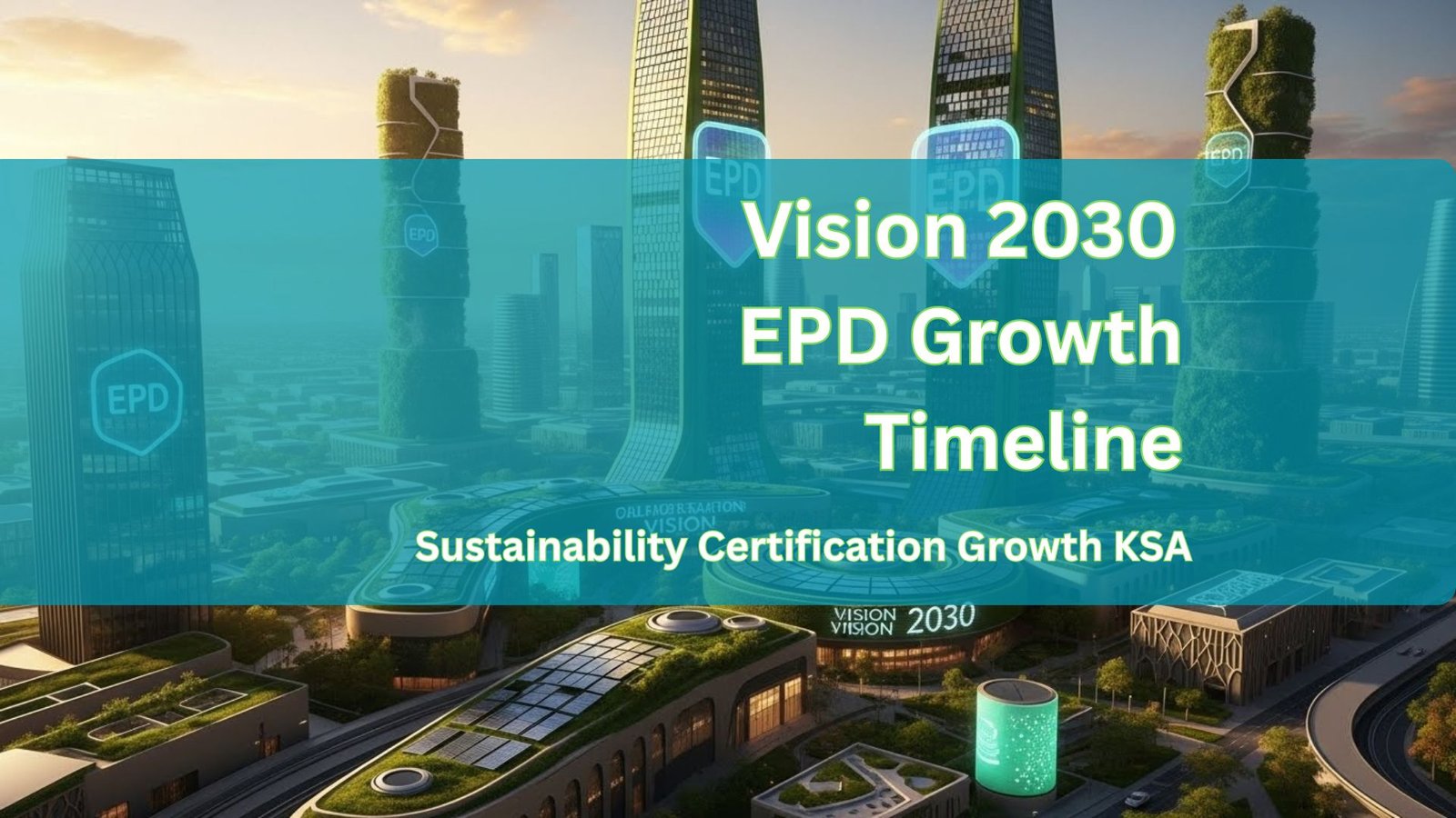 Timeline showing EPD certification growth in Saudi Arabia from 2020 to 2030 aligned with Vision 2030 milestones