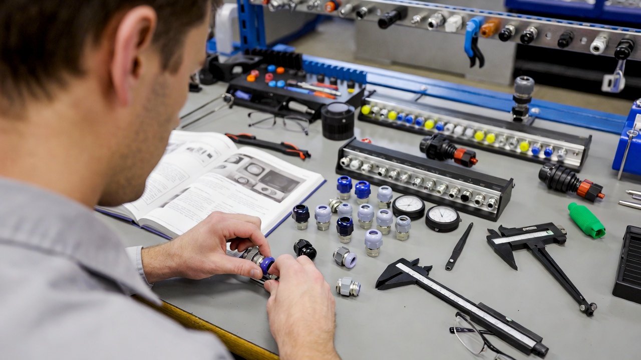 Technician practicing practical skills for IECEx assessment with training equipment