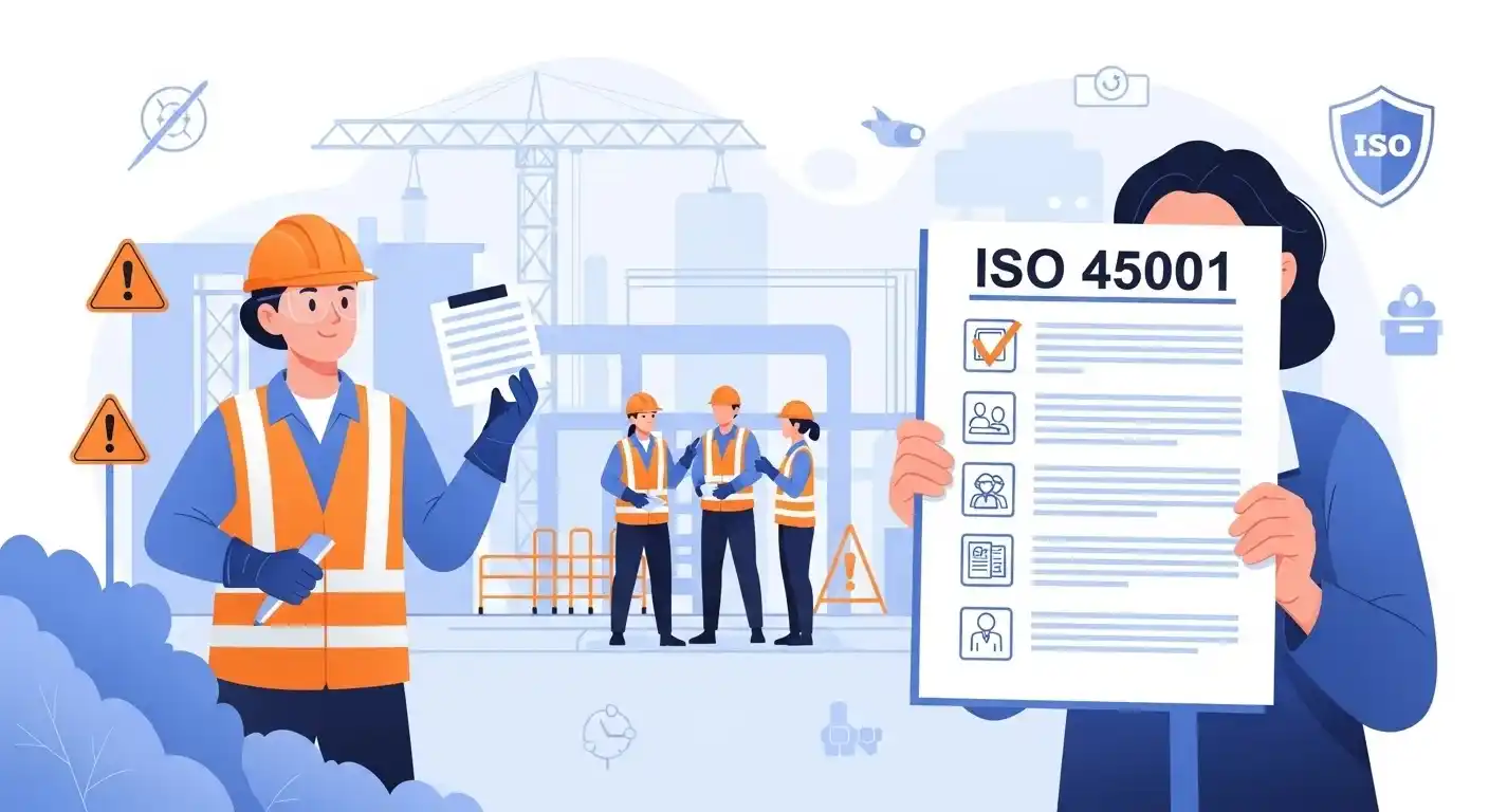 ISO 45001 certification workplace safety and occupational health management concept