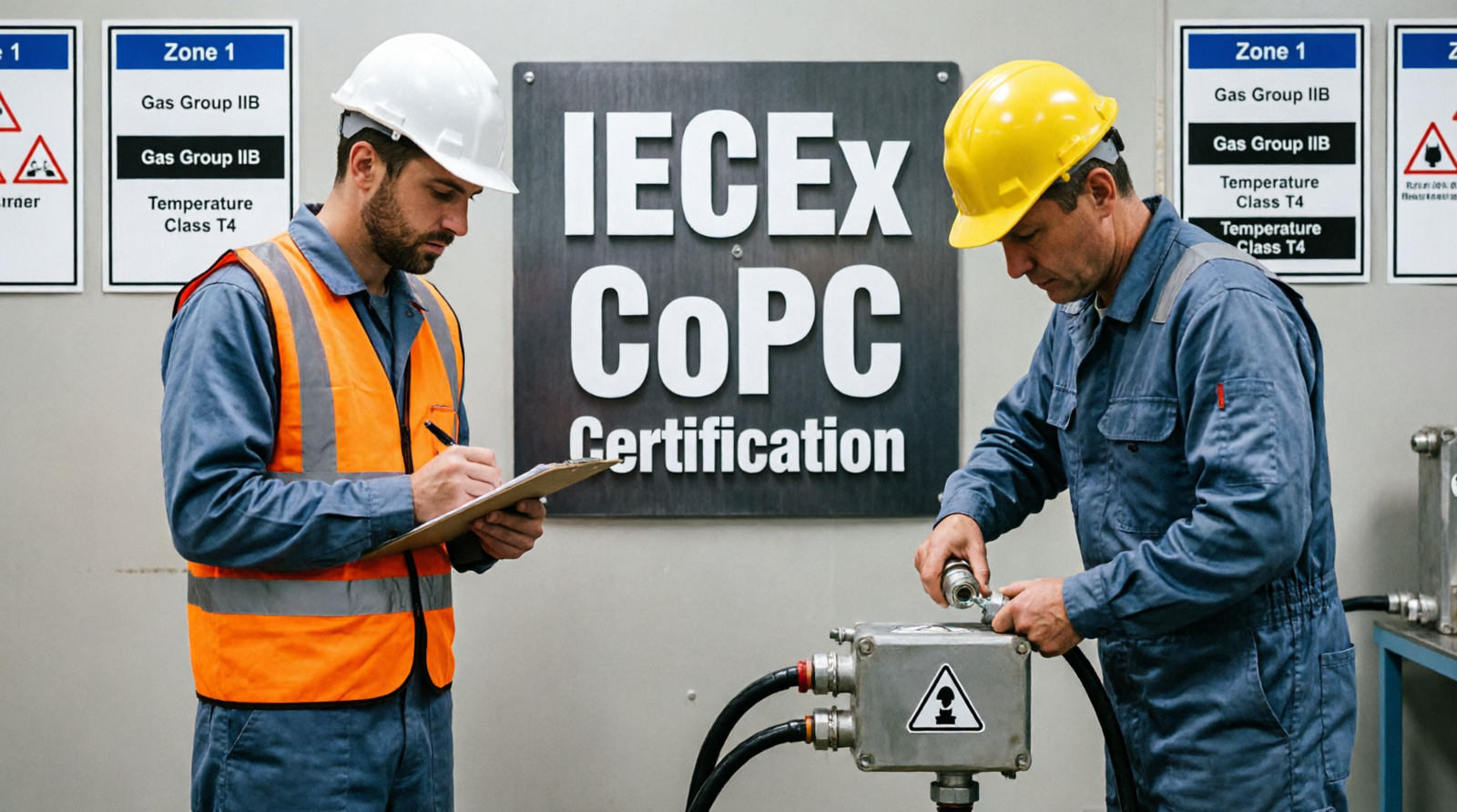 Assessor evaluating engineer during IECEx CoPC Certification practical assessment