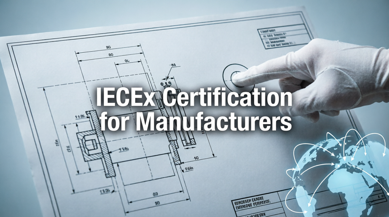 Engineer reviewing IECEx certified equipment blueprint for global compliance